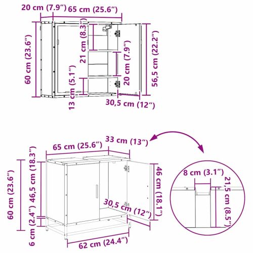 Комплект мебели за баня 3 pcs Старо дърво Инженерно дърво