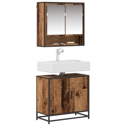 Комплект мебели за баня 2 pcs Старо дърво Инженерно дърво