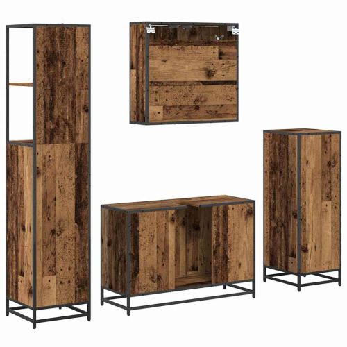 Комплект мебели за баня 4 pcs Старо дърво Инженерно дърво