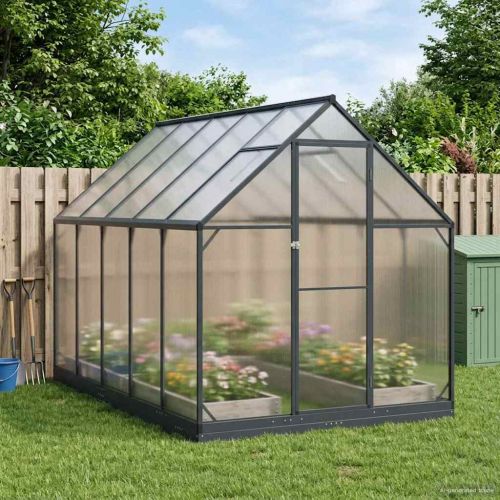 Оранжерия за градина с врата Антрацит 183,5 x 303,5 x 207 см