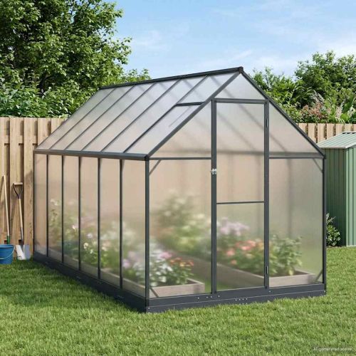 Оранжерия за градина с врата Антрацит 183,5 x 363,5 x 207 см
