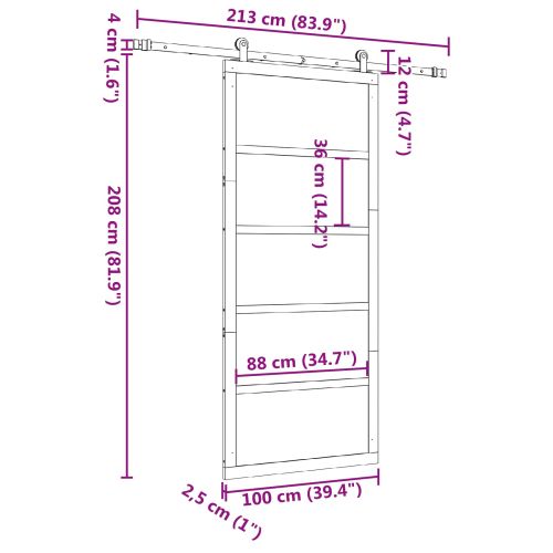 Преплъзваща се врата Натурално 100 x 208 см