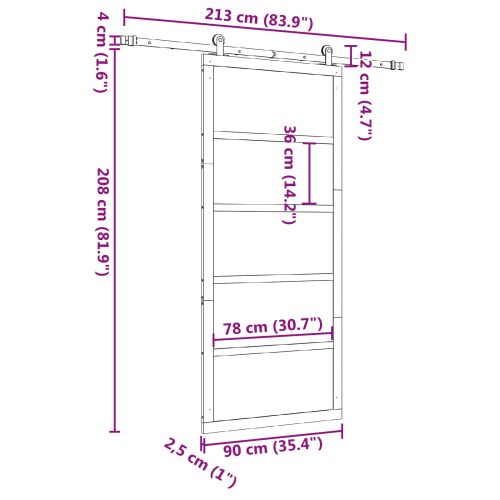Преплъзваща се врата Натурално 90 x 208 см