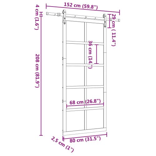 Преплъзваща се врата Натурално 80 x 208 см
