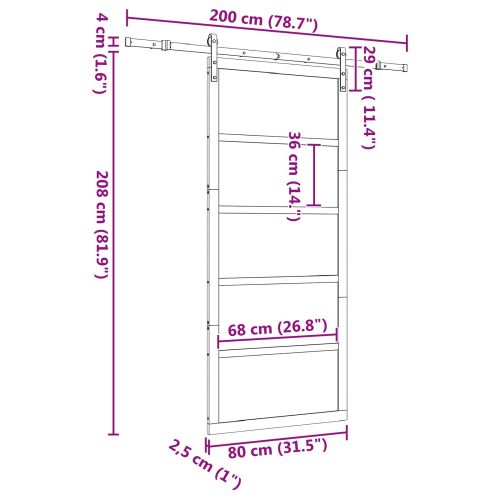 Преплъзваща се врата Натурално 80 x 208 см
