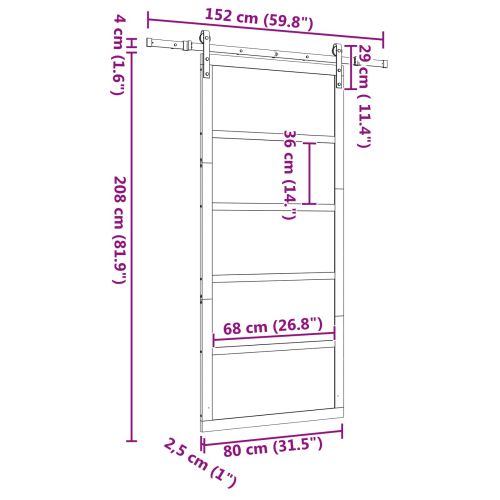 Преплъзваща се врата Натурално 80 x 208 см