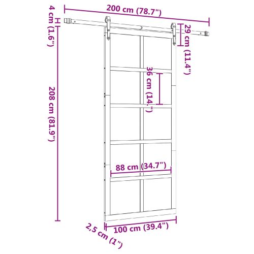 Преплъзваща се врата Натурално 100 x 208 см