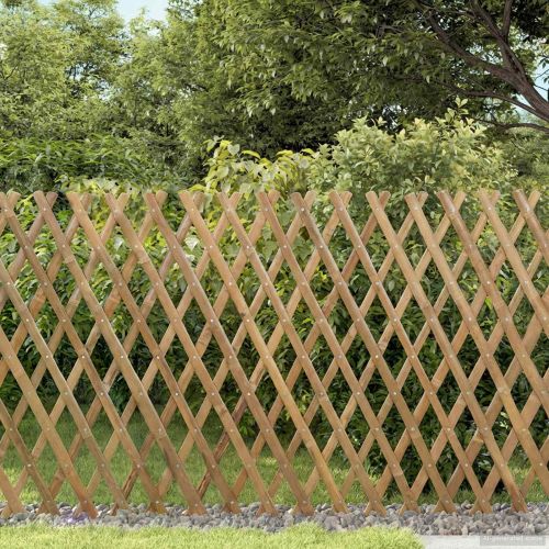 Разширяема решетъчна ограда 2 pcs Светло кафяво 100 x 105 см