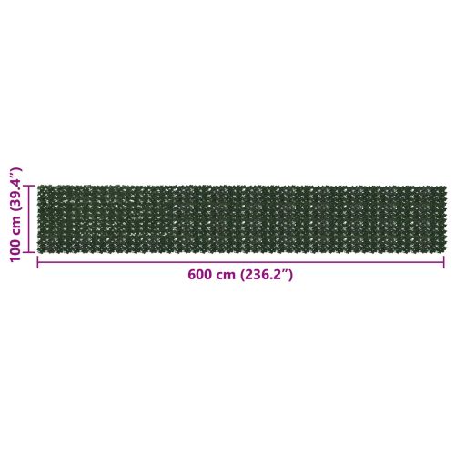 Завеса за балкон с листа Тъмнозелено 600 x 100 cm