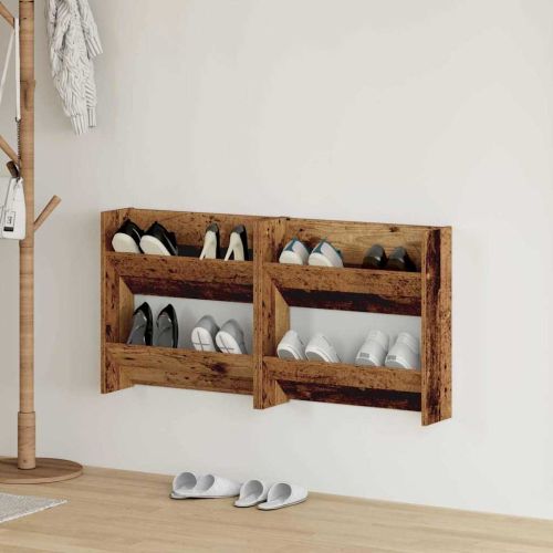 Шкаф за обувки с рафт 2 pcs Старо дърво 60 x 18 x 60 см