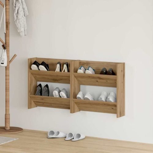 Шкаф за обувки с рафт 2 pcs Дъб 60 x 18 x 60 см Инженерно дърво