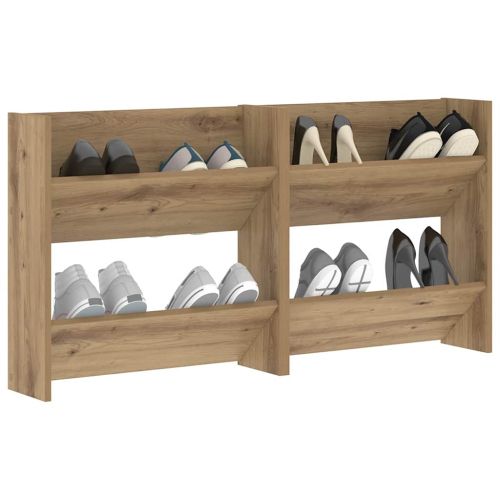 Шкаф за обувки с рафт 2 pcs Дъб 60 x 18 x 60 см Инженерно дърво
