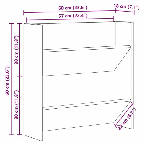 Шкаф за обувки с рафт 2 pcs Дъб 60 x 18 x 60 см Инженерно дърво