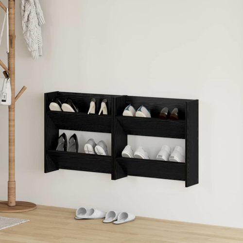 Шкаф за обувки 2 pcs Черния дъб 60 x 18 x 60 см Инженерно дърво