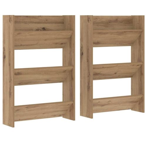 Шкаф за обувки с рафт 2 pcs Дъб 60 x 18 x 90 см Инженерно дърво