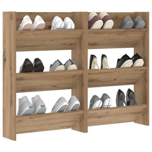 Шкаф за обувки с рафт 2 pcs Дъб 60 x 18 x 90 см Инженерно дърво