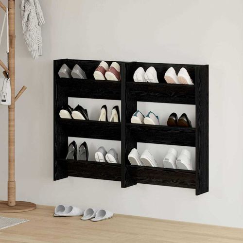 Шкаф за обувки 2 pcs Черния дъб 60 x 18 x 90 см Инженерно дърво
