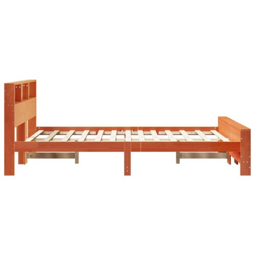 Рамка за легло с рафт Кафяво с восъчно покритие 135 x 190 cm