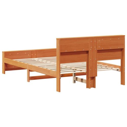 Рамка за легло с рафт Кафяво с восъчно покритие 135 x 190 cm
