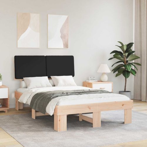 Леглова рамка с тапицирана гръбна част Черно 120 x 200 cm