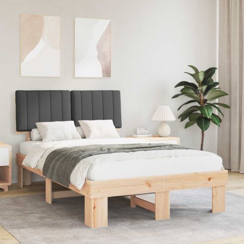 Леглова рамка с тапицирана гръбна част Тъмен сив 120 x 190 cm