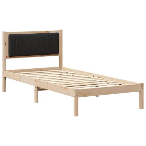 Леглова рамка с тапицирана гръбна част Черно 90 x 200 cm