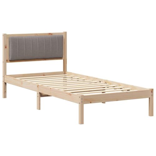 Леглова рамка с тапицирана гръбна част Таупе 90 x 200 cm