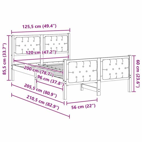 Рамка за легло Светлосиво 120 x 200 cm Солидно борово дърво
