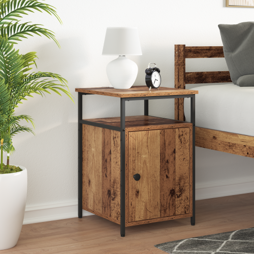 Нощен шкаф с чекмедже старо дърво Инженерно дърво