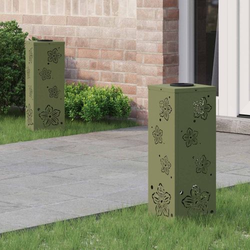 Соларна LED светлина за пътека 2 pcs Маслинено зелено