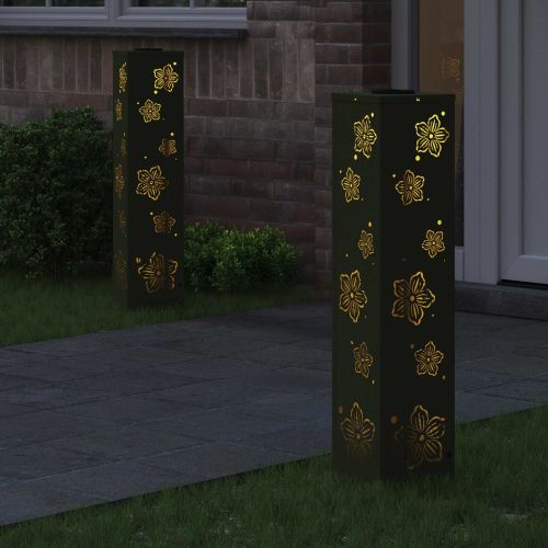 Соларна LED светлина за пътека 2 бр. Топло бяло 18 x 18 x 80 см