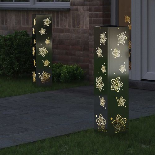 Соларна LED светлина за пътека 2 pcs Топло бяло 18 x 18 x 80 см