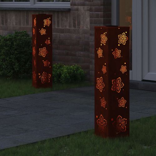 Соларна LED светлина за пътека 2 бр. Топло бяло 18 x 18 x 80 см