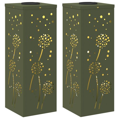 Соларна LED светлина за пътека 2 pcs Маслинено зелено