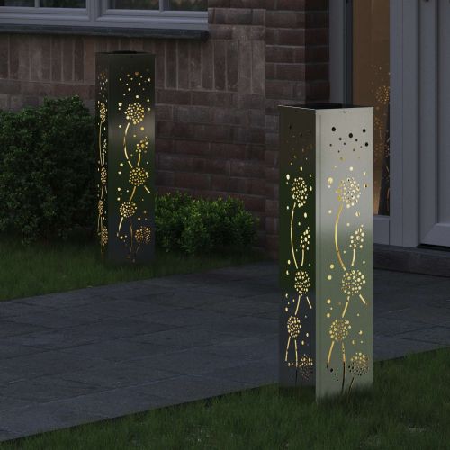 Соларна LED светлина за пътека 2 бр. Топло бяло 18 x 18 x 80 см