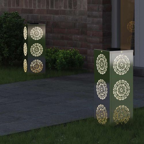 Соларна LED светлина за пътека 2 бр. Топло бяло 18 x 18 x 50 см