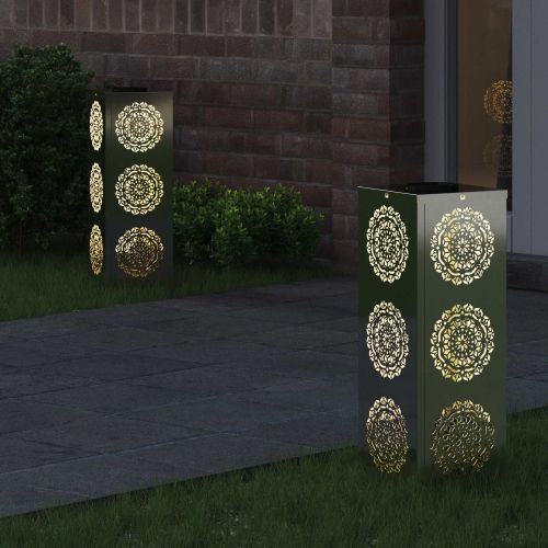 Соларна LED светлина за пътека 2 бр. Топло бяло 18 x 18 x 50 см