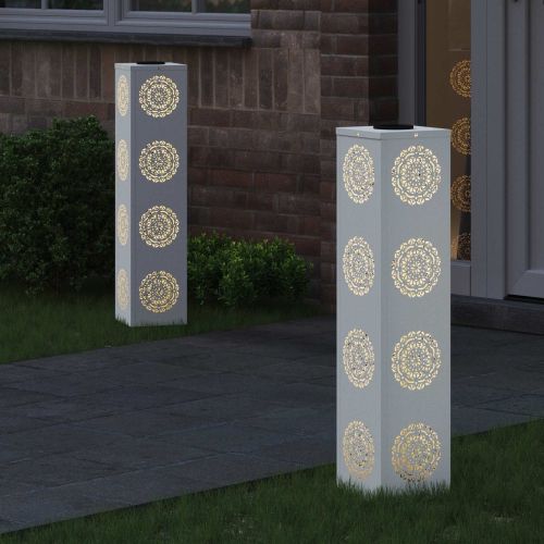 Соларна LED светлина за пътека 2 бр. Топло бяло 18 x 18 x 80 см