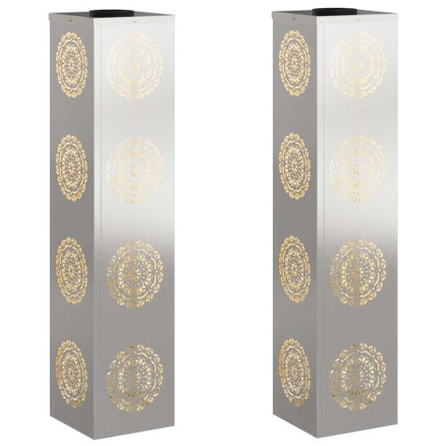 Соларна LED светлина за пътека 2 pcs Сребрист