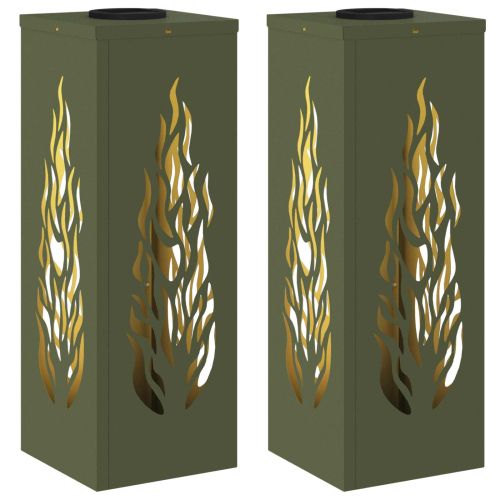 Соларна LED светлина за пътека 2 pcs Маслинено зелено