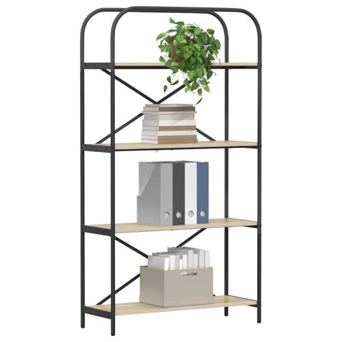 Рафт за книги 4 нива 80 x 30 x 146 см Инженерна дървесина