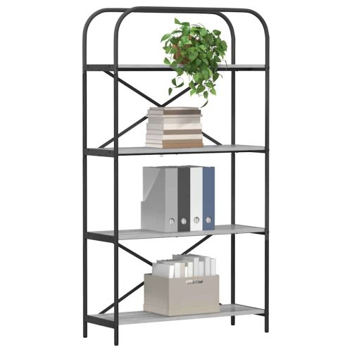 Рафт за книги Сив Сонома 80 x 30 x 146 см Инженерно дърво