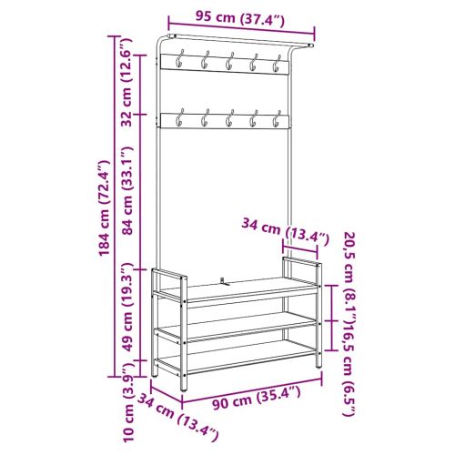 Закачалка за палта Старо дърво 95 x 34 x 184 см Инженерно дърво