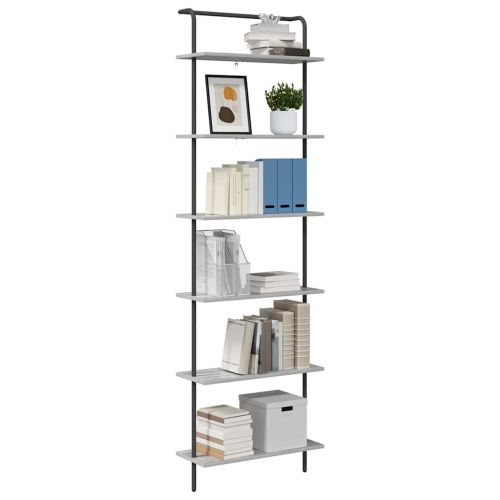 Рафт за книги Сив Сонома 60 x 24 x 203 см Инженерно дърво