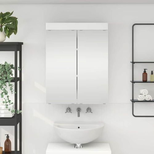 Шкаф с огледало за баня с рафт TULUM Бяло 60 x 16,5 x 78 см