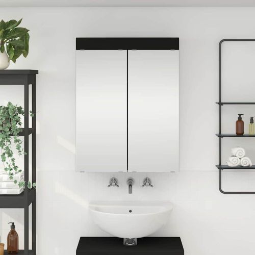Шкаф с огледало за баня с рафт TULUM Черно 60 x 16,5 x 78 см