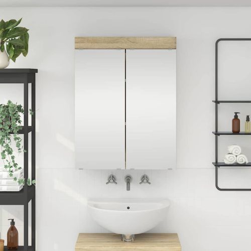 Шкаф с огледало за баня TULUM Сонома дъб 60 x 16,5 x 78 см