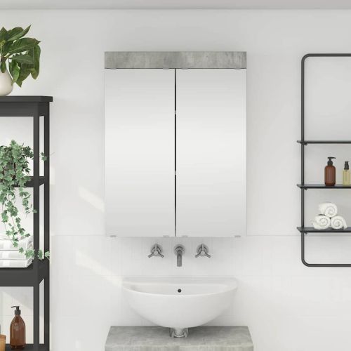 Шкаф с огледало за баня TULUM Циментено сиво 60 x 16,5 x 78 см