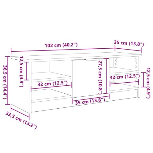 ТВ шкаф 102 x 35 x 36,5 см Старо дърво Инженерна дървесина