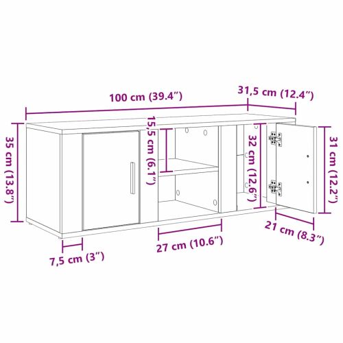 ТВ шкаф Дъб 100 x 31,5 x 35 см Инженерно дърво